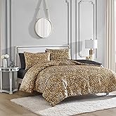 Juicy Couture Full/Queen Leopard Satin Comforter Set - Cheetah Print 3-Piece Machine Washable Reversible Animal Print Bedding Comforter and Sham Set