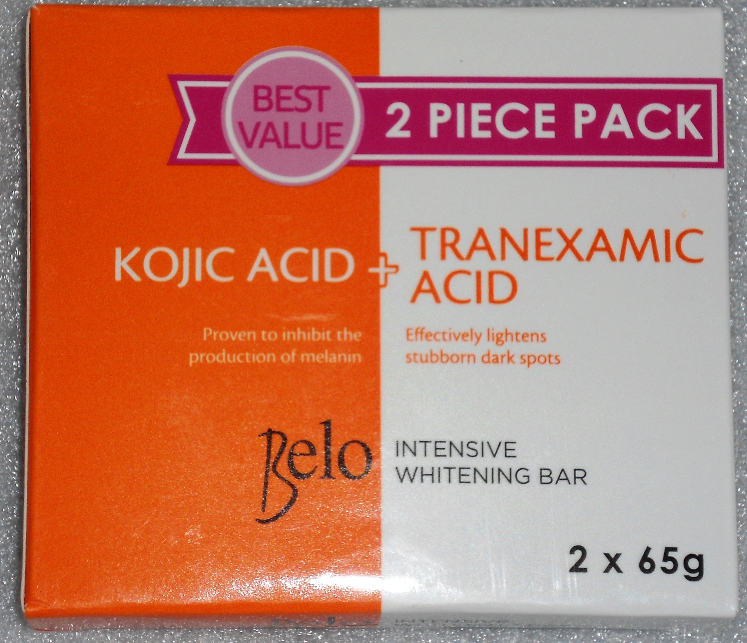 2 x 65gr VALUE PACK BELO KOJIC ACID + TRANEXAMIC ACID INTENSIVE SKIN WHITENING BAR SOAP (Total 130gr)