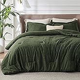 Bedsure Queen Comforter Set - Dark Green Soft Bedding for All Seasons, Cationic Dyed Bed Set, 3 Pieces, 1 Queen Size Comforter (90"x90") and 2 Pillow Shams (20"x26"+2")