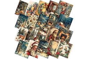 Ganeen 60 Pcs 10 x 10 Inch Vintage Christmas Quilting Fabric Squares Nutcracker Santa Claus Fabric Bundle Retro Reindeer Fat Patchwork Precut Stripe for Winter Xmas Handmade Material Sewing DIY Craft
