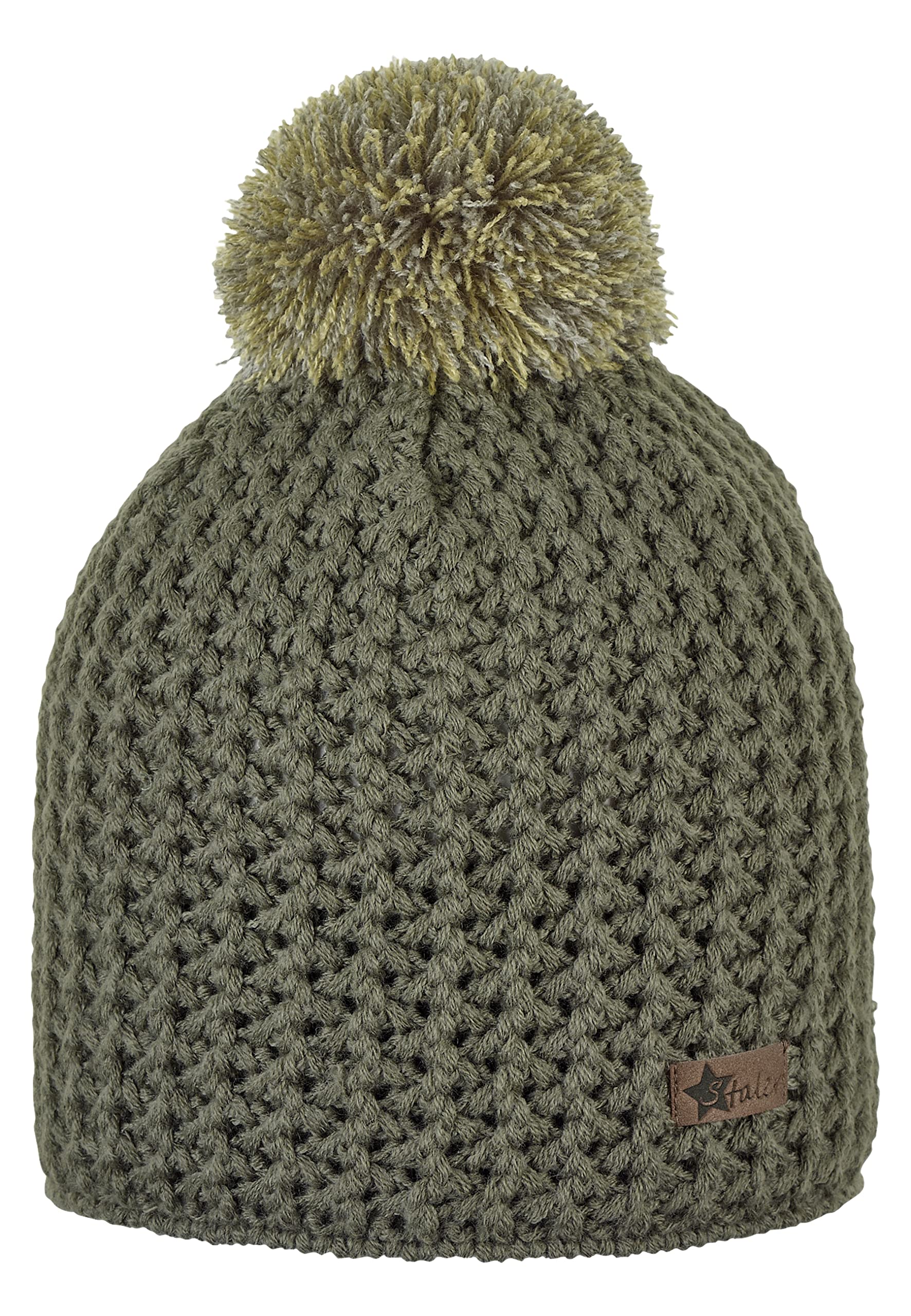 Sterntaler Unisex Knitted Cap with Bobble and Coarse Knitted Pattern, Age: 12-18 Months, Size: 49 cm, Dark Green