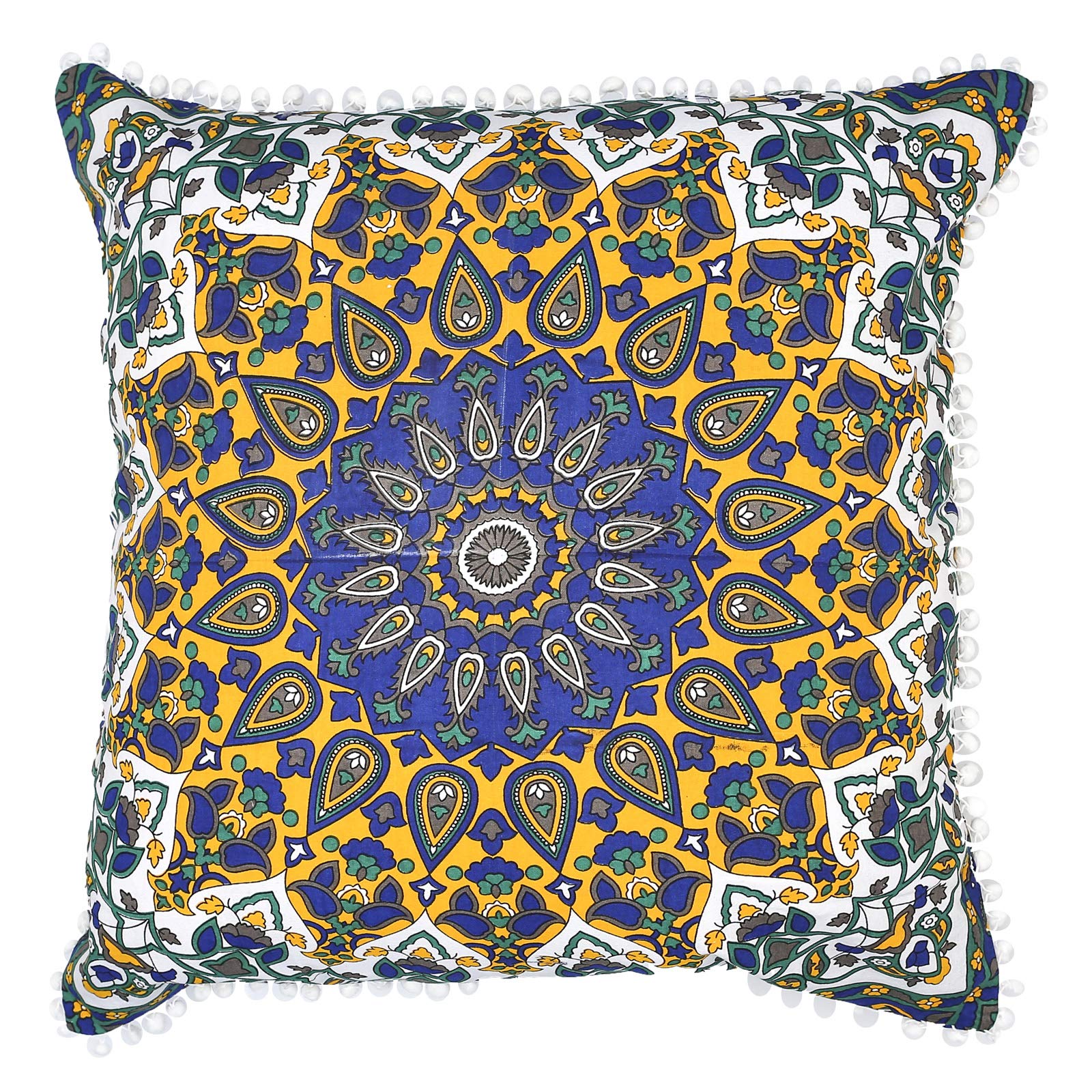 75 75 Cms Euro Chams Blue And Yellow Mandala Square Floor