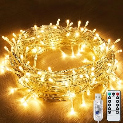 LITYBY Fairy Lights USB Powered 13m 120 LEDs Warm White IP65 Remote