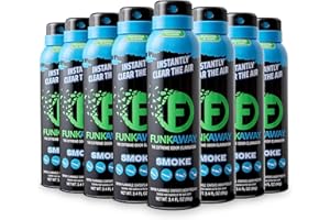 FunkAway Smoke Odor Eliminator Spray for Air, 3.4 oz., 8 Pack, Eliminates Extreme Cigarette, Cigar and Campfire Smoke Odors, Instantly Refresh Smoky Air