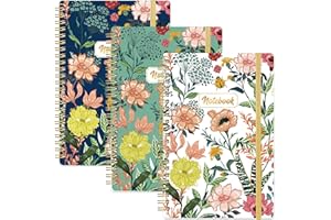 TERSUS Spiral Notebook - 3 Pack A5 Lined Spiral Notebook, 5.7" x 8.4", 3 x 160 Pages, College Ruled Notebook, Spiral Notebook with Thick Paper, Back Pocket, Round Corner, Notebooks for Office & School & Home