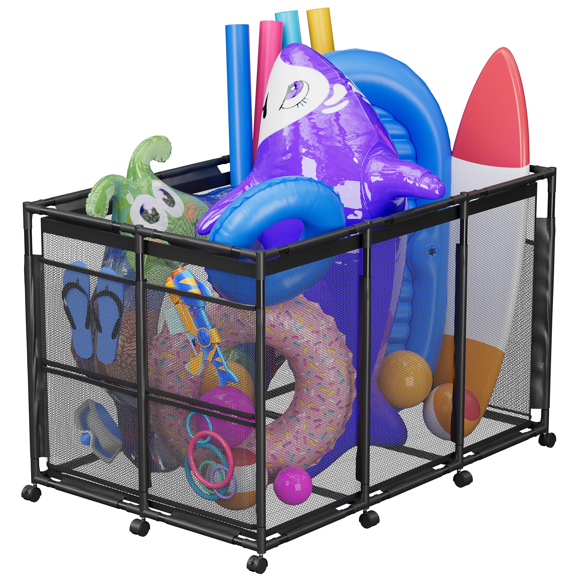 Photo 1 of (used) POOLHOUR Pool Float Storage – Outdoor Pool Toy Storage Organizer for Pool Noodles, Toys, Floats, Balls, Equipment