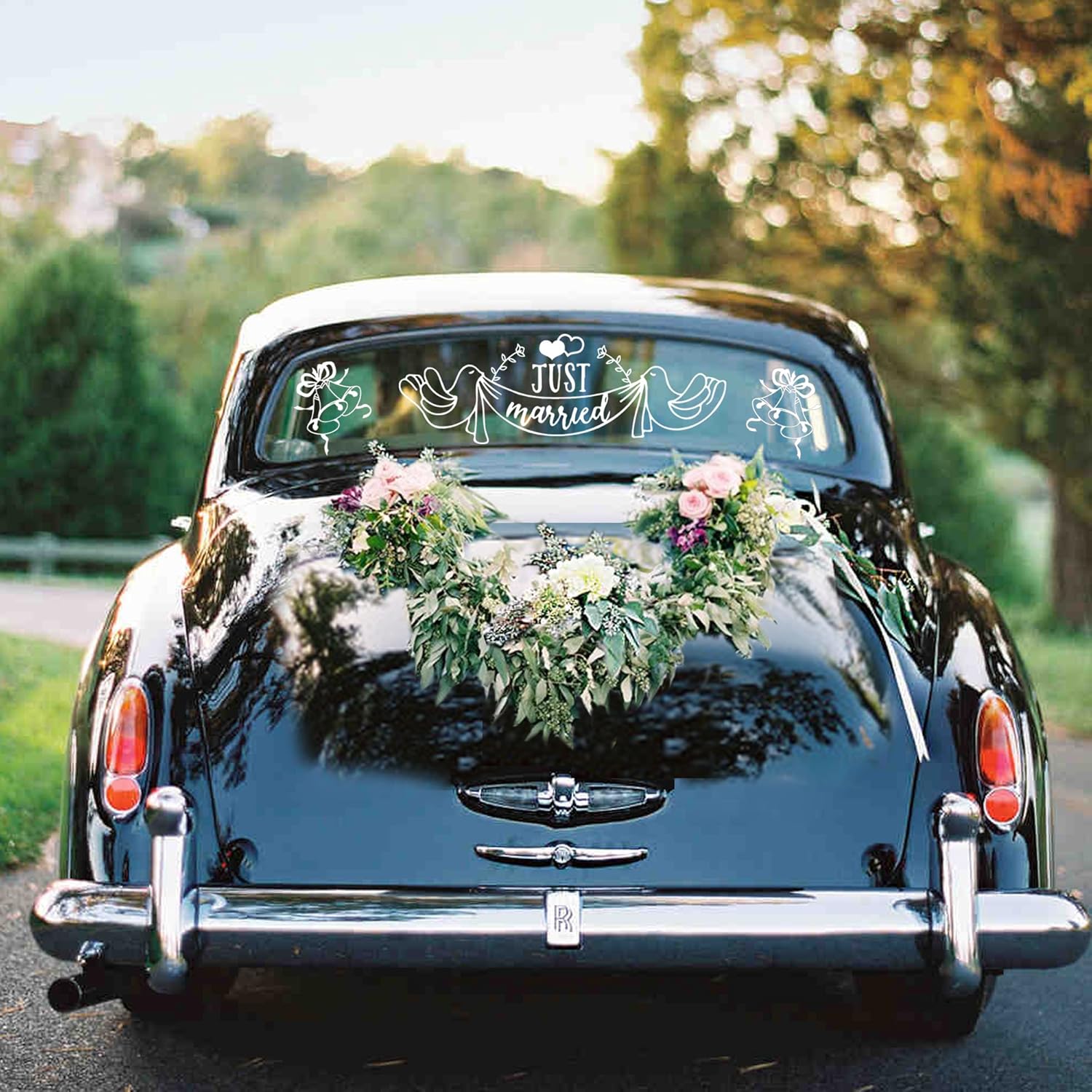 Konsait Just Married Car Decal Just Married Car Sticker Window