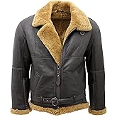 Infinity Men’s Brown RAF Real Shearling Sheepskin Flying Leather Jacket