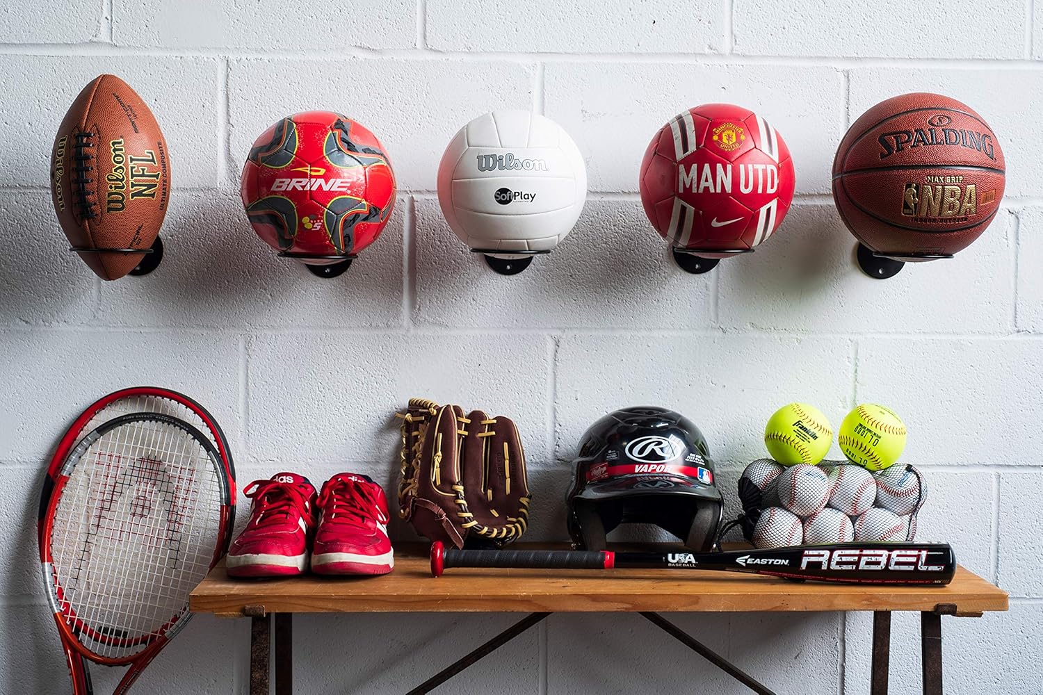 Wallniture Palla Ball Organizers and Storage for Soccer Ball & Basketballs Metal Rack Set of 5 Black: Sports & Outdoors