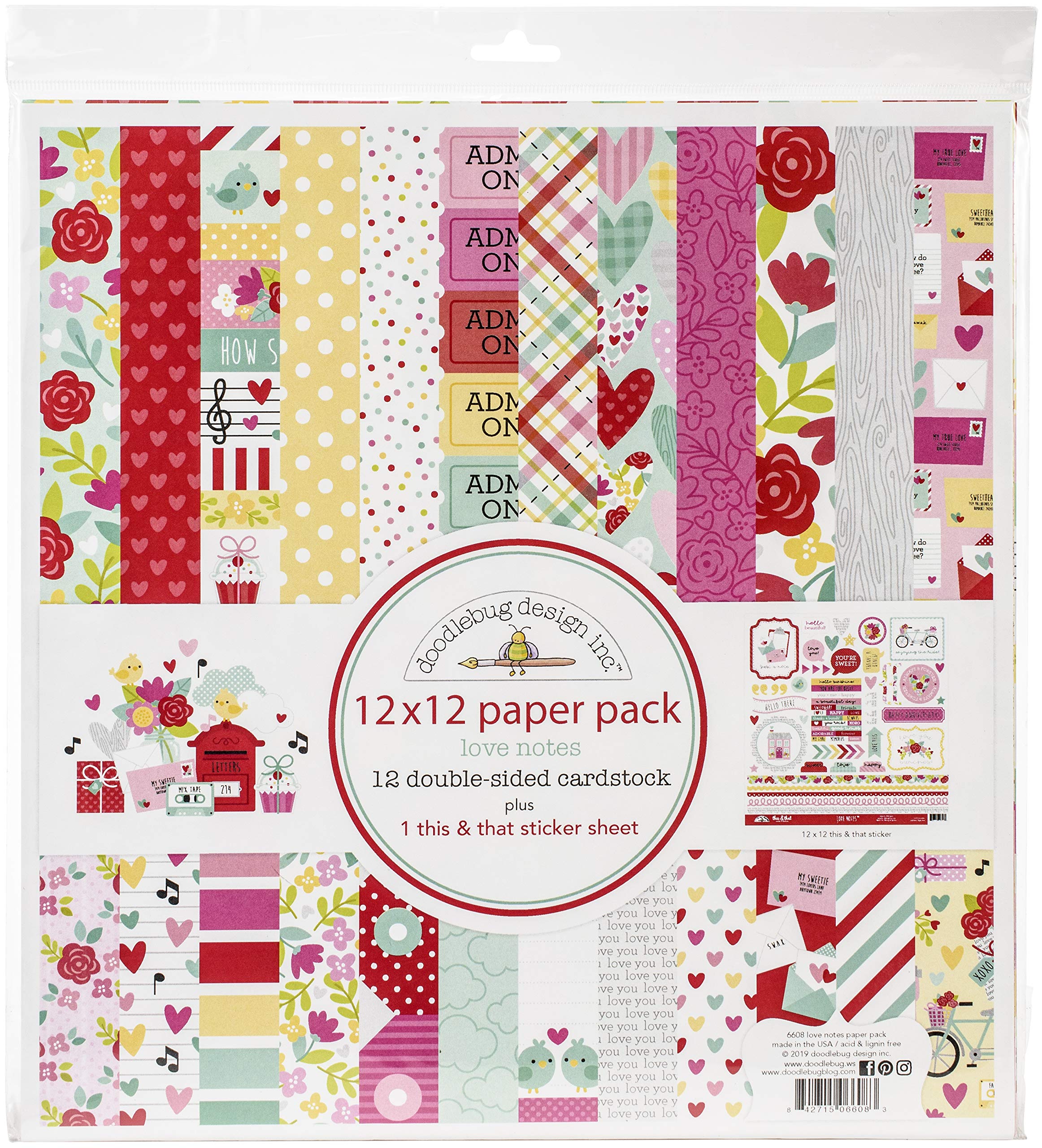 DOODLEBUG DESIGN INC. Love Notes Paper 12X12 Pack, One Size