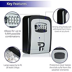 Key Lock Box with Code for Outside - Wall Mount