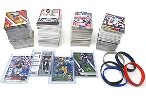 FRUZELG 800 Football Cards: Carson Wentz, Brady, Rodgers, Beckham, Russell Wilson Guaranteed + 5 Wristbands Gift Bundle