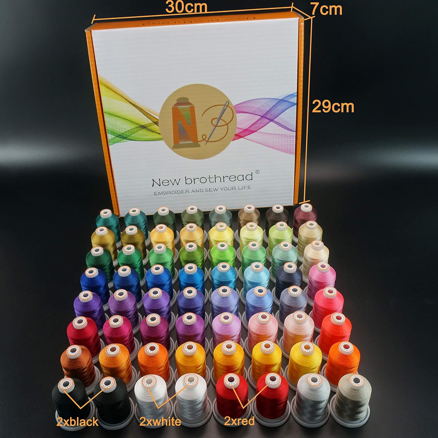 New brothread 64 Spools 1000M (1100Y) Polyester Embroidery Machine Thread Kit for Professional Embroiderer and Beginner - Image 3