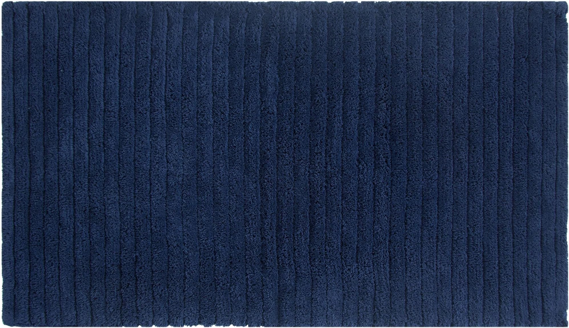 Casalanas - Levante, modern stripes, soild bathroom carpet, 100% natural cotton, 120x70 cm, Navy
