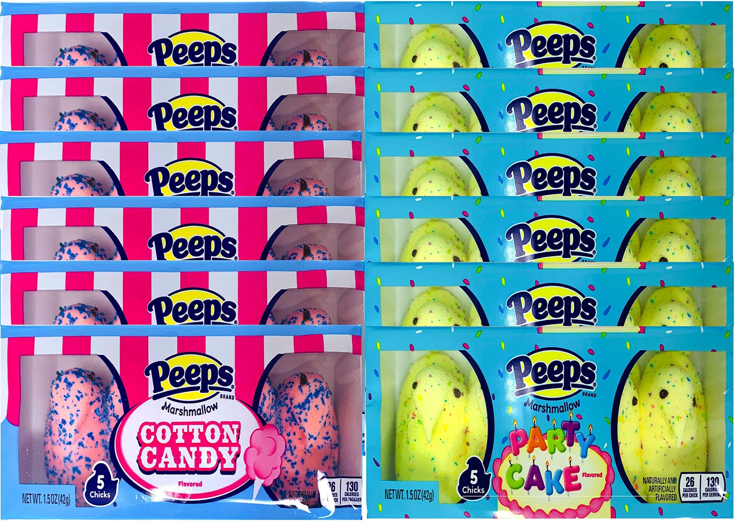NEW Peeps Party Cake & Cotton Candy 5 ct Peeps In Each Pack Of Sugary Dipped Goodness (12)