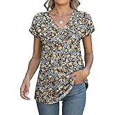 Micoson Women's Cap Short Sleeve V Neck T Shirts Fashion Textured Tops Trendy Lightweight Soft 2025 Summer Casual Tee Shirt