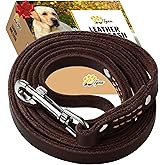 ADITYNA - Premium Leather Dog Leash - 6 ft, Heavy-Duty, Soft & Strong for Small/Medium Dogs - Perfect for Walking, Training, Hiking, and Running (Medium: 6 ft x 5/8", Brown)
