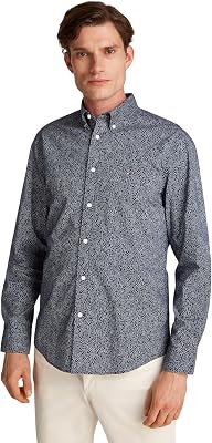 Chemise Homme Flex Poplin en Coton, Multicolore (Night Sky/Ivory Petal Prt), S