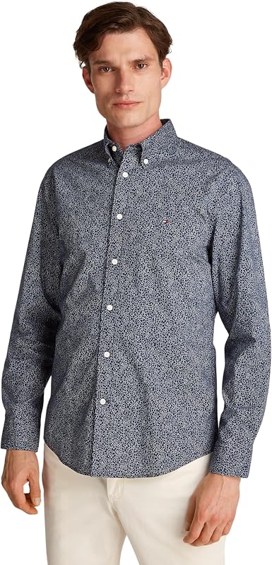 Chemise Homme Flex Poplin en Coton, Multicolore (Night Sky/Ivory Petal Prt), S — photo 1 sur 6