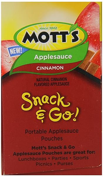 MOTT’S SNACK AND GO APPLESAUCE POUCHES, CINNAMON, 3.2 OUNCE (BOX OF 12 POUCHES)