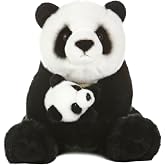 Aurora Miyoni 11" Panda with Cub Realistic Stuffed Animal | Realistic animal designs crafted with eco-friendly materials