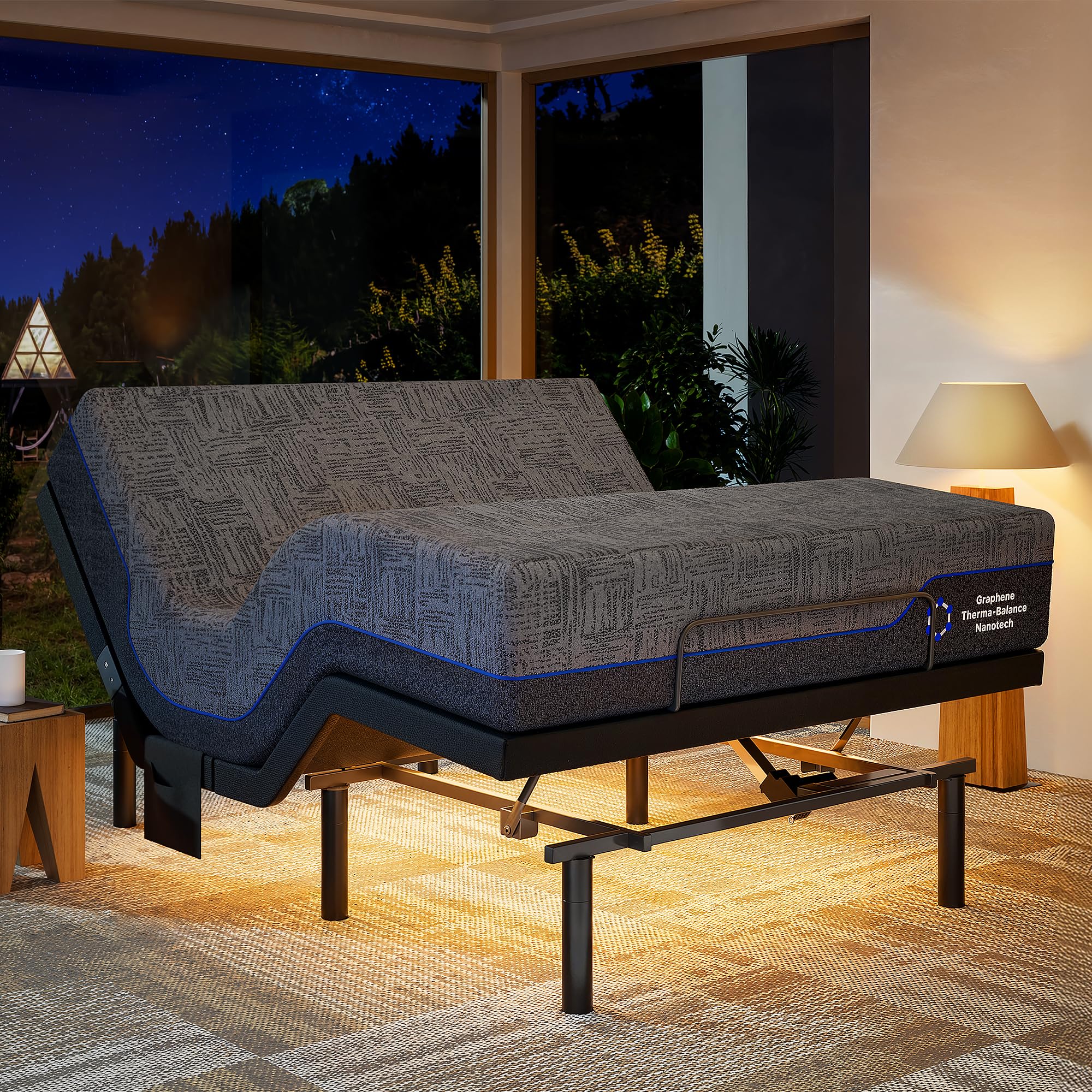 Photo 1 of ***PARTIAL SET*** ***READ CLERK NOTES*** Marsail NS0 Adjustable Base with Mattress Set, Twin XL Adjustable Bed Frame + 14-inch Cooling Gel Memory Foam Mattress, Dual Motor Bed Frame with Wireless Remote, CertiPUR-US Certified