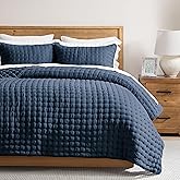 WDCOZY Navy Blue Queen Size Quilt Bedding Sets with Pillow Shams, Lightweight Soft Bedspread Coverlet, Quilted Blanket Thin Comforter Bed Cover, All Season Summer Spring, 3 Pieces, 90x90 inches