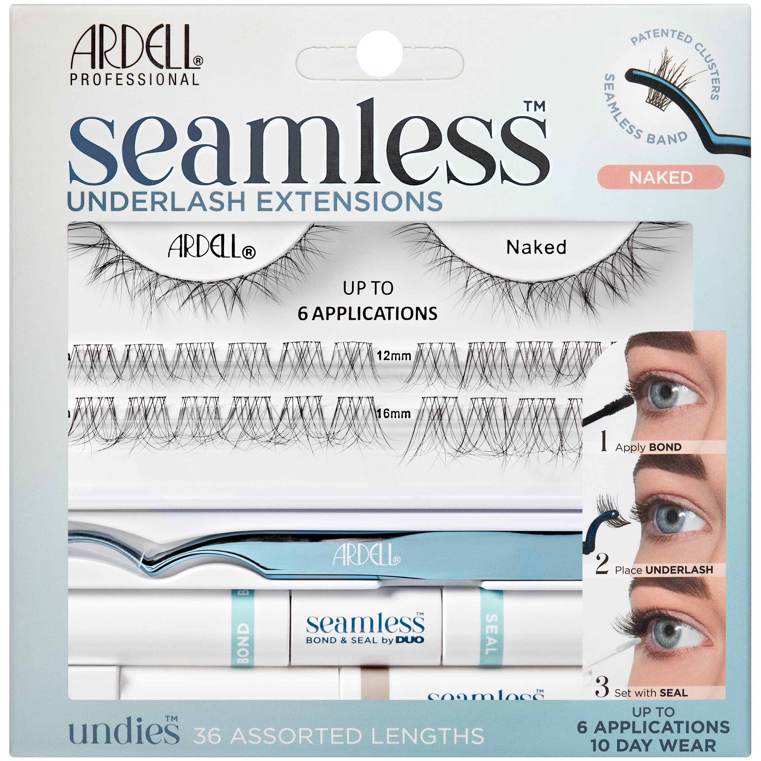 Ardell Naked Seamless Underlash Eyelash Extensions, Up to 6 Day Wear, 10 Applications, Duo Bond & Seal and Applicator Tool Included (Pack of 1)
