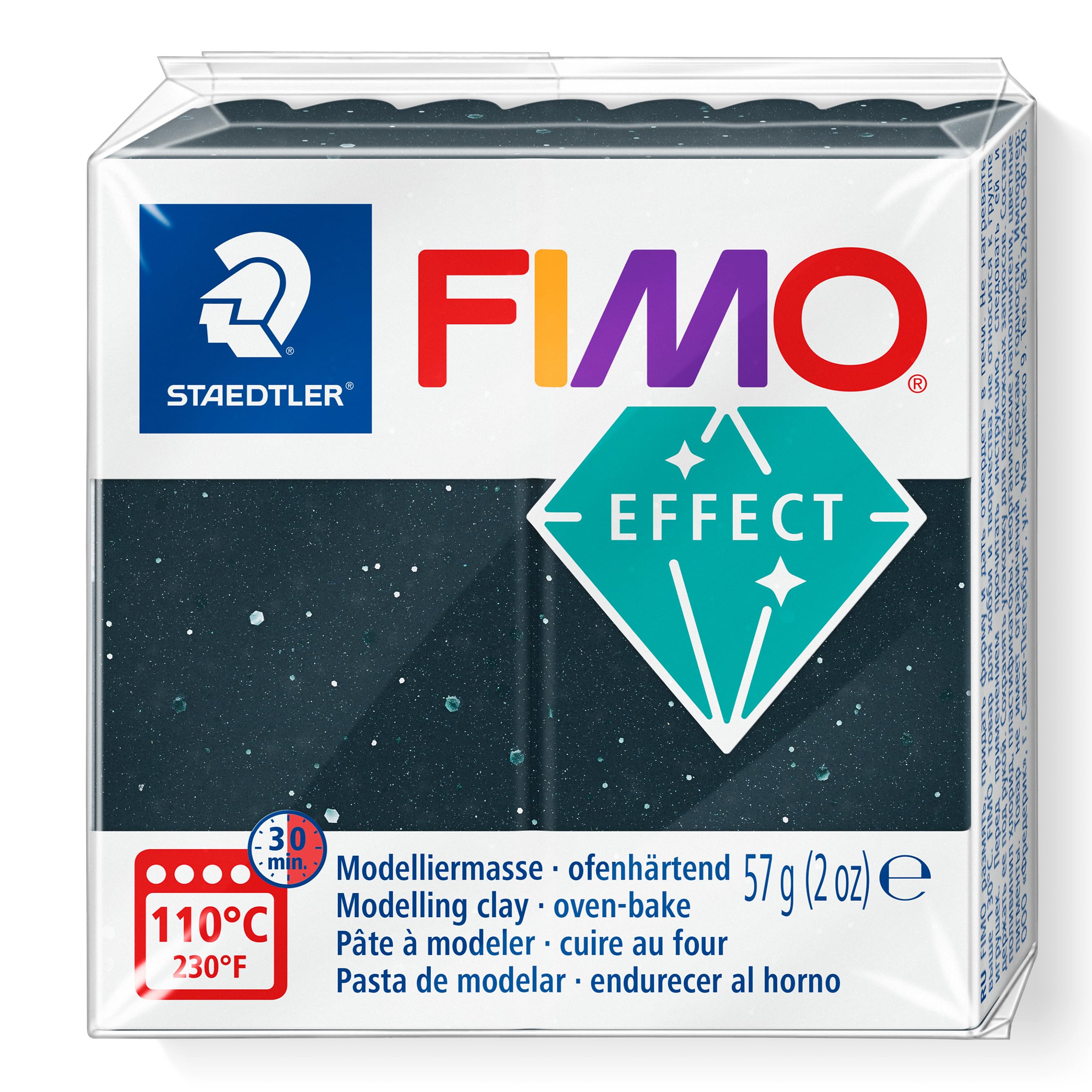 STAEDTLER 8010-903 FIMO Effect Oven-Hardening Polymer Modelling Clay - Stone Black Granite (1 x 57g Block)