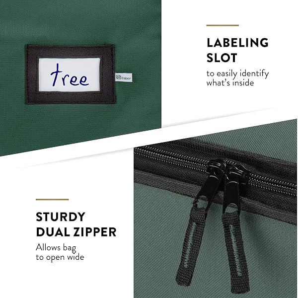 ZOBER 600D OXFORD FABRIC LARGE CHRISTMAS TREE STORAGE BAG – FITS 9 FT ARTIFICIAL TREES – TEAR PROOF WATERPROOF CHRISTMAS TREE BAG FOR STORAGE BOX FOR XMAS – STRONG, DURABLE HANDLES – CARD SLOT – GREEN