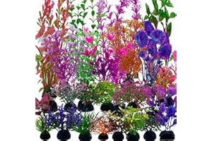 EMYSSA 24 Pack Aquarium Plants, Fish Tank Decoration Colorful Artificial Fish Tank Decor Plants Aquarium Decorations for Household and Office Aquarium Simulation, Small to Large and Tall