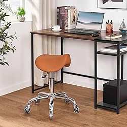 BEWISHOME Rolling Saddle Stool,Height Adjustable