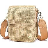 Haytijoe Faux Straw Crossbody Bags for Women Small Summer Purse RFID Woven Phone Bag Travel Beach Hawaiian Essentials Gifts