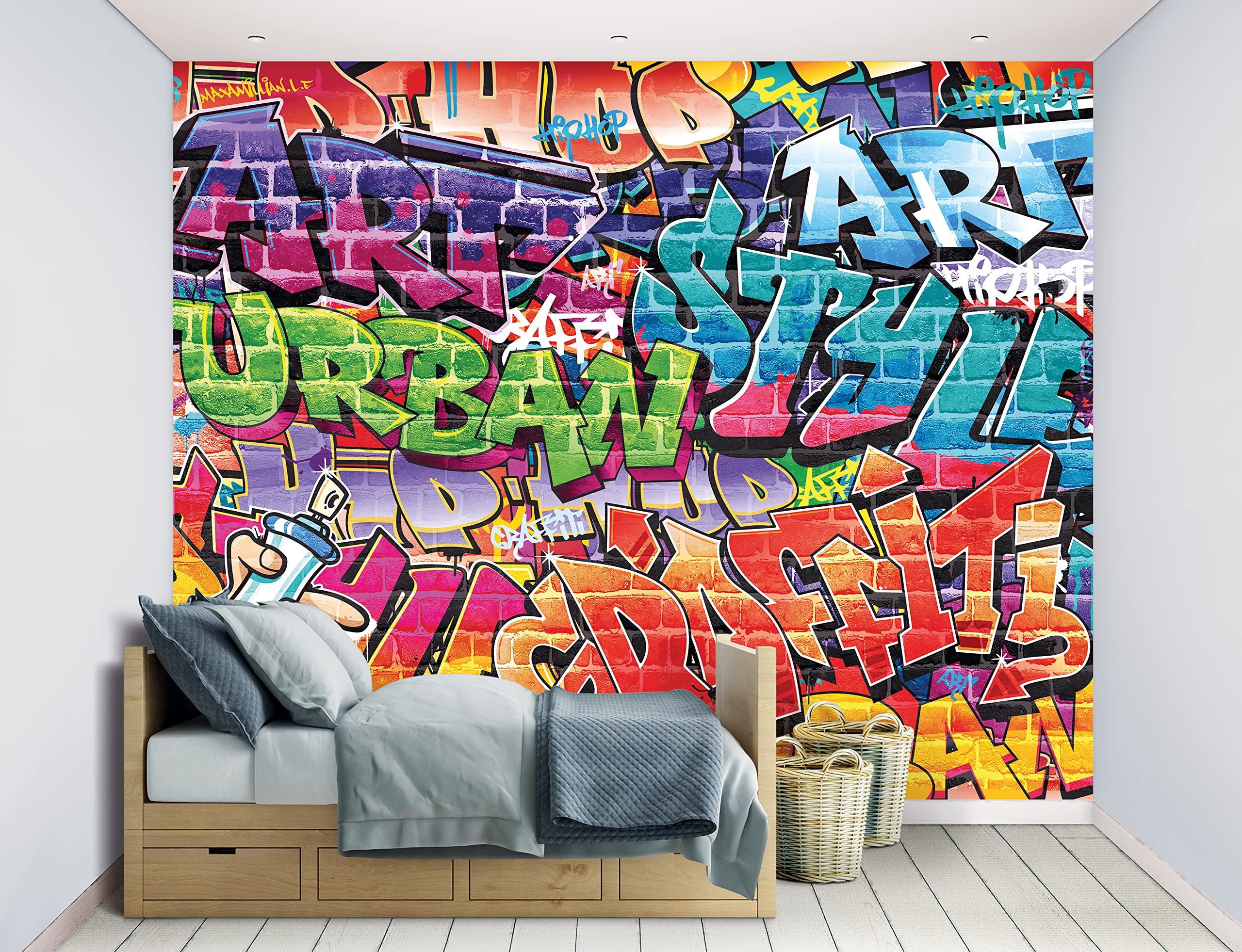 Walltastic Graffiti 46689 Wallpaper Mural, FSC Paper, Multi, 8 feet High x 10 feet Wide, 1 Size