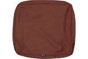 Classic Accessories Montlake Water-Resistant 25 x 22 x 4 Inch Outdoor Back Cushion Slip Cover, Patio Furniture Cushion Cover, Heather Henna Red, Patio Furniture Cushion Covers