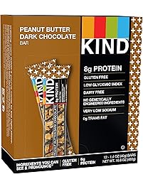 KIND Bars, Peanut Butter Dark Chocolate, 8g Protein, Gluten Free, 1.4 Ounce Bars, 12 Count
