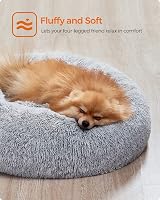 Feandrea Fluffy Dog Bed Ombre Grey 60 cm Doughnut Cushion view 3