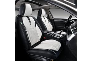 FLORICH Leather Seat Covers, Universal Front Seat Covers, Waterproof Car Seat Protector, Automotive Driver Seat Accessories Fit for Most Cars Trucks SUV-Black&White