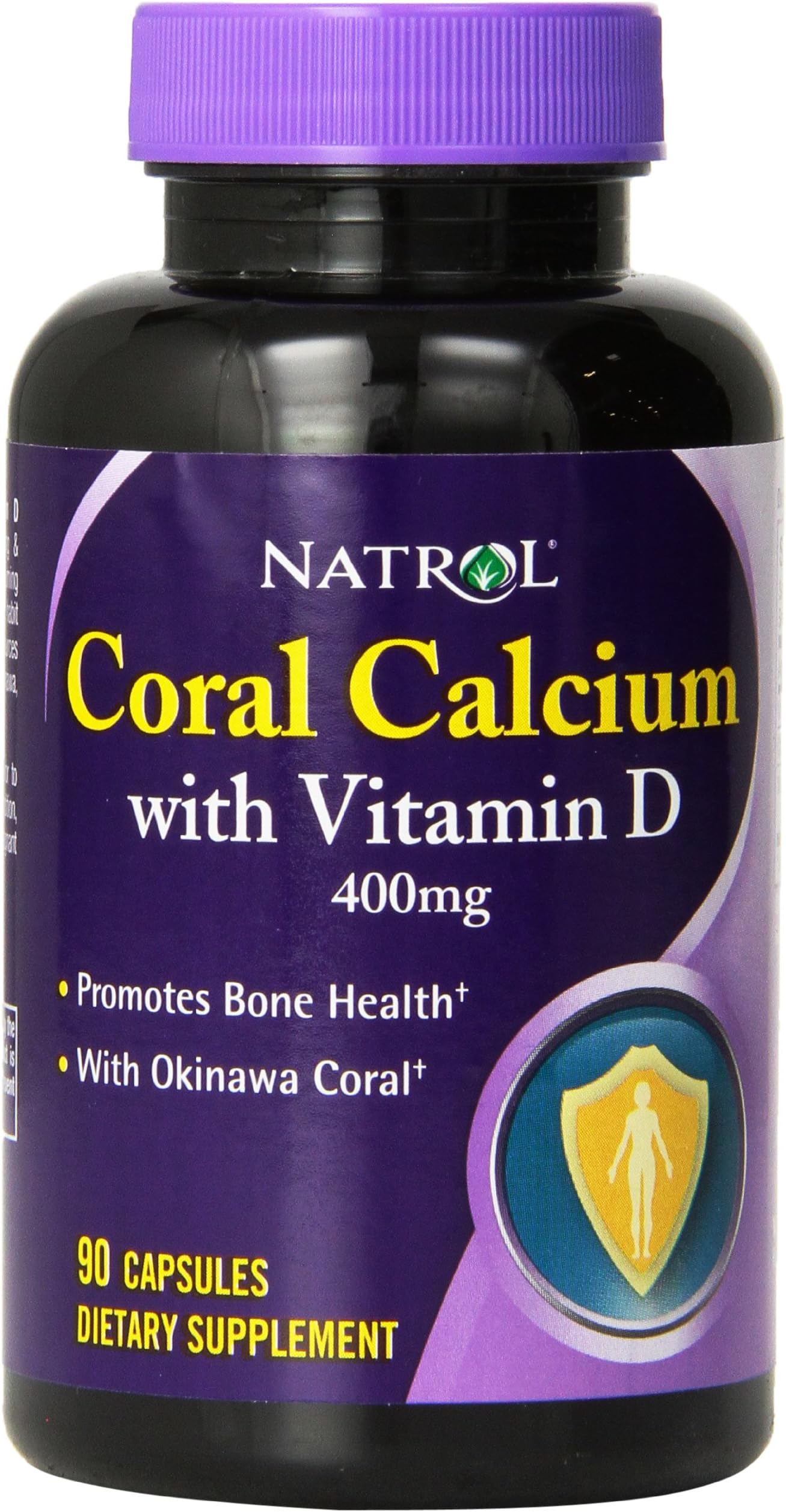 Natrol Coral Calcium 400mg with Vitamin D3 Capsules, 90-Count