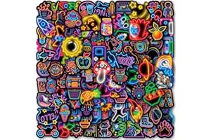 100 Pcs Neon Holographic Stickers Pack, Waterproof Vinyl Cool Aesthetic Stickers for Water Bottles, Laptops, Scrapbooks, Phon
