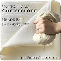 Cotton Farm - Grade 100 (The Finest) Premium Quality Cheesecloth,%100 Mediterranean Cotton, 9-18-45 Sq. Ft, Ultra Fine…