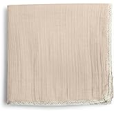 MakeMake Organics GOTS Certified Organic Cotton Muslin Soft Breathable Lightweight Swaddle and Comfort Organic Baby Blanket for Toddler Baby Boys and Girls - Taupe, 30" x 40"