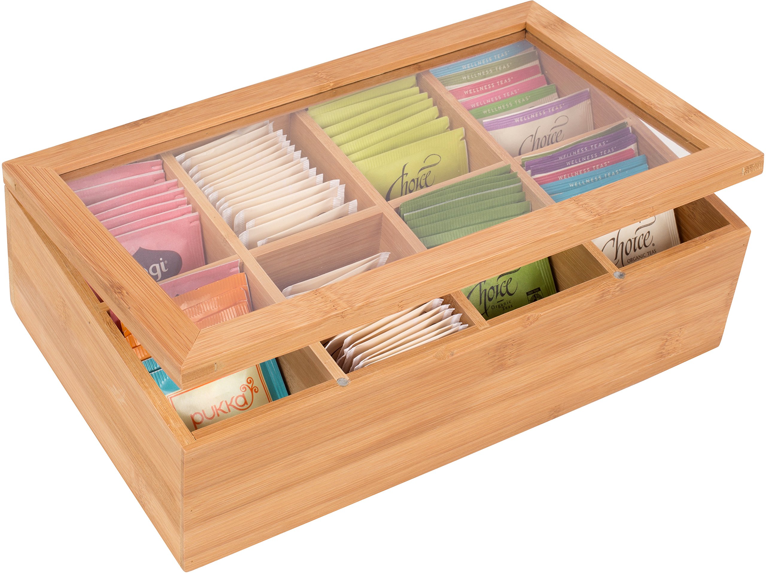 Trademark Innovations Bamboo Tea Box, Wood, Natural