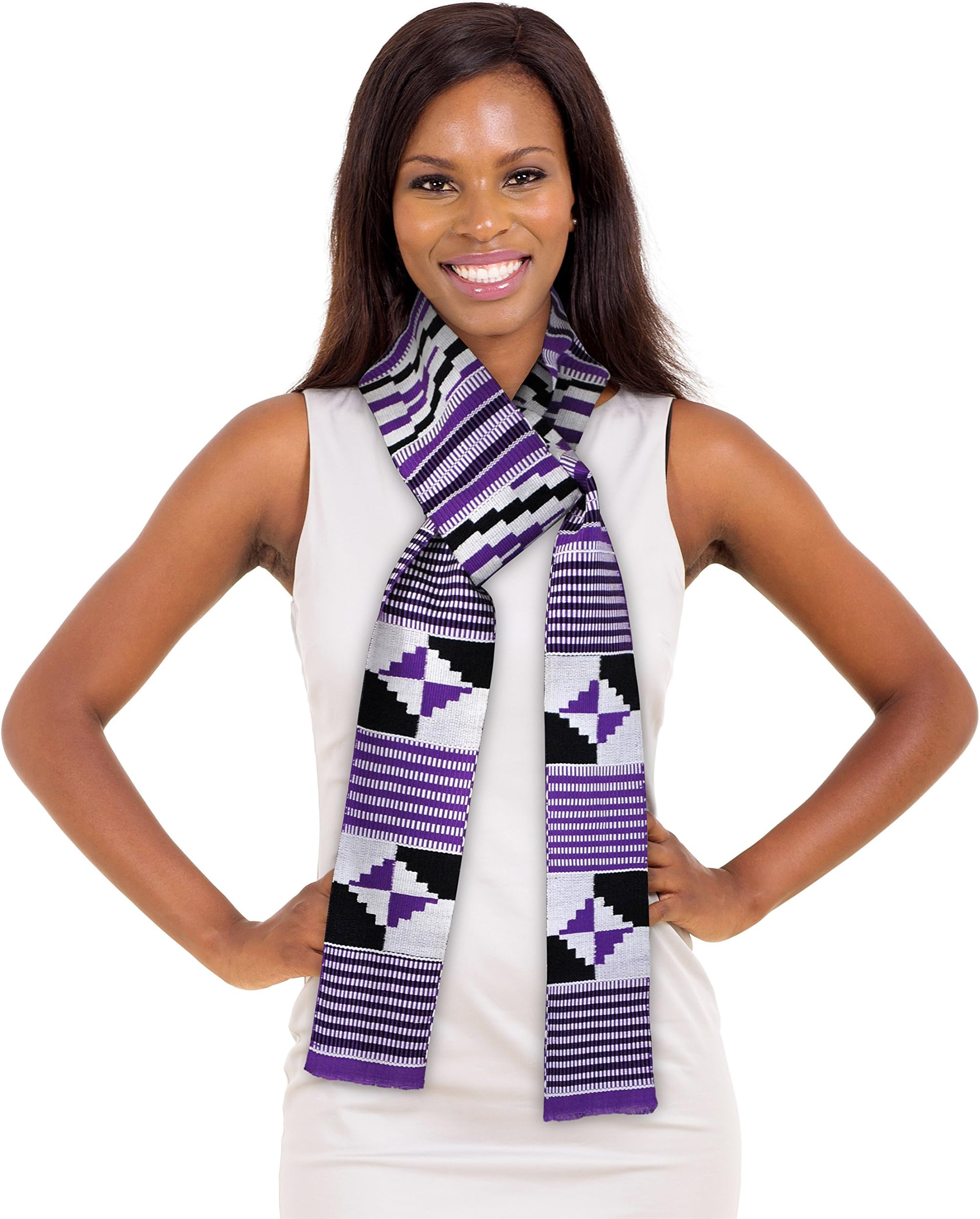 ADVANSYNCTraditional Double Weave Premium Handwoven Kente Cloth (purple)