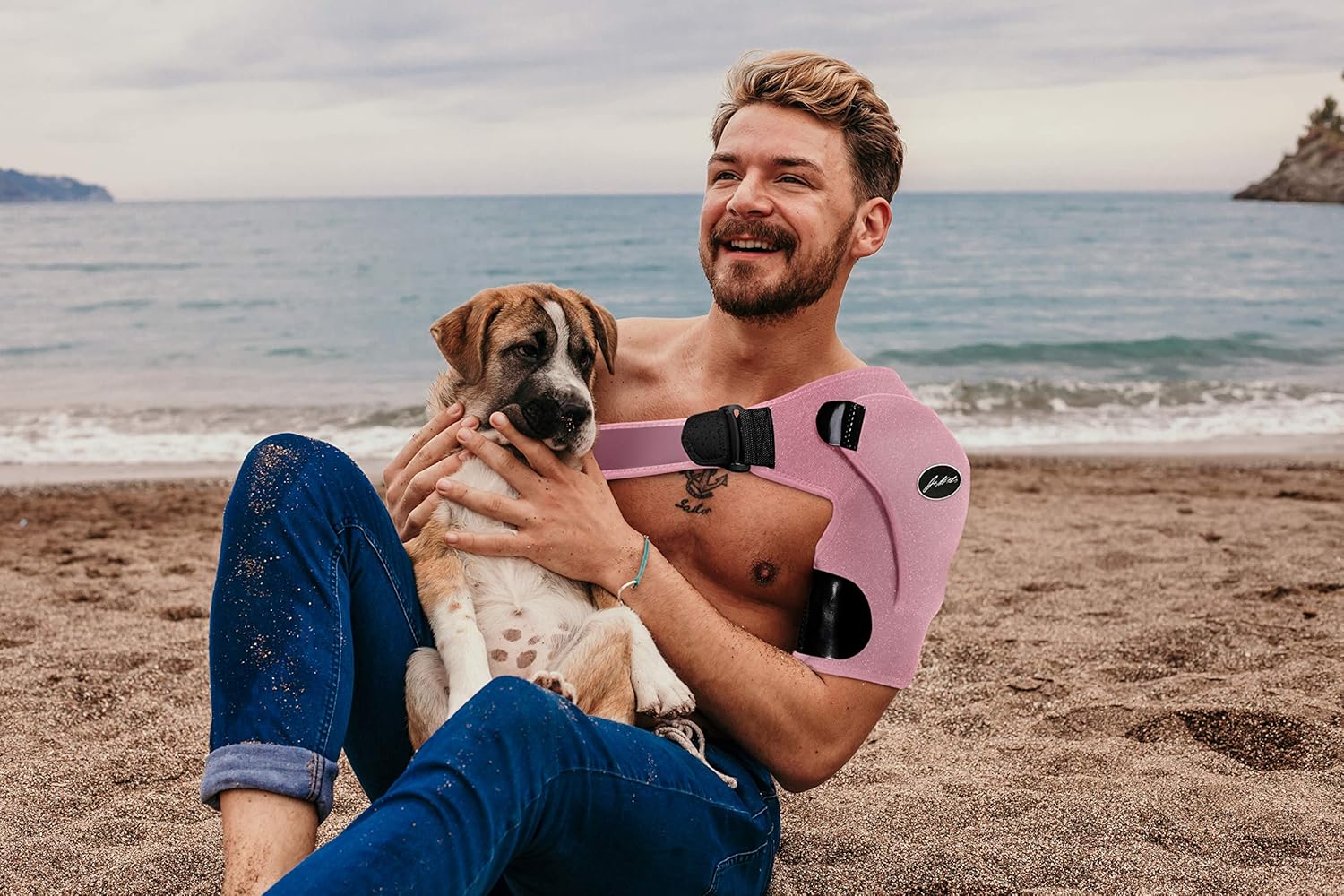 Doctor Developed Shoulder Support / Shoulder Strap / Shoulder Brace [Single] & DOCTOR WRITTEN HANDBOOK - RELIEF for Shoulder Injuries, for both left & right (Pink): Industrial & Scientific