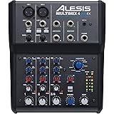 Alesis MultiMix 4 USB FX | 4 Channel Compact Studio Mixer with Built In Effects & USB Audio Interface for Home Studio Recordi