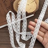 LYXMYGS Lace Trim Ribbon, 20-Yard White Lace Ribbon, 0.6 Inch Width White Laces Trims, White Lace Trim Ribbon for Crafts Sewing and Bridal Wedding Dress Applique Decorations