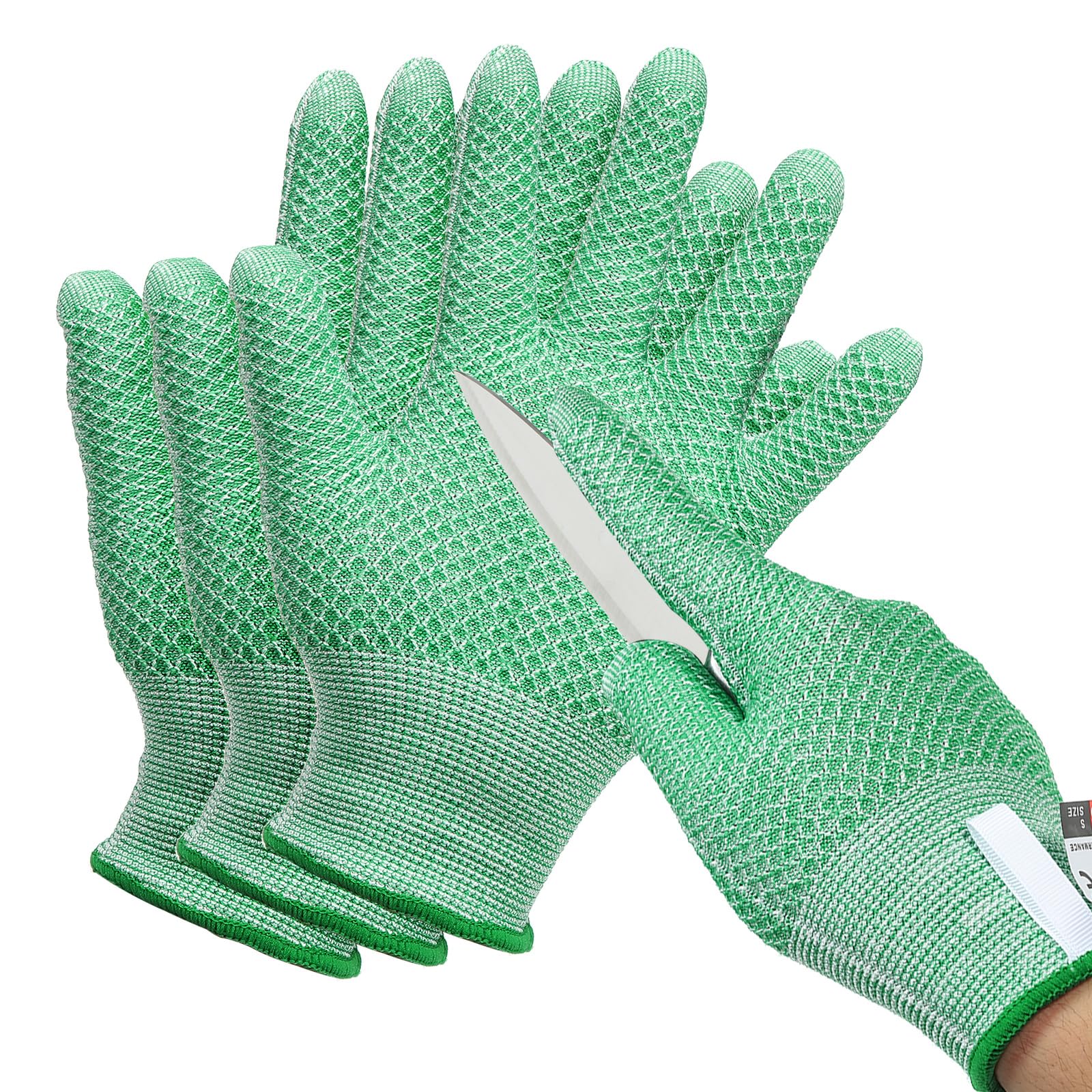 PATIKIL Cut Resistant Gloves, 2 Pair Level 5 Protection Cutting Gloves Anti Cut Kitchen Work Glove for Mandolin Slicing Oyster Shucking Whittling Wood Carving, Green, Small