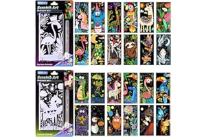 DESINIK Scratch Card Art Bookmark Kit for Adults - DIY Creative Scratch Painting Bookmarks with Card Crafting Tools, Stress Relief Art Supplies for Reading, Journaling(24 Sheets) (Animal Series II)