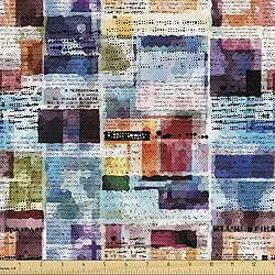 Lunarable Old Newspaper Fabric by The